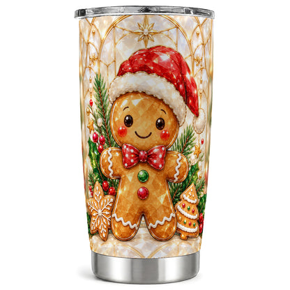 Santa Tumbler 20oz, Gingerbread Tumbler, Stainless Steel Travel Cup