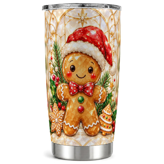 Santa Tumbler 20oz, Gingerbread Tumbler, Stainless Steel Travel Cup