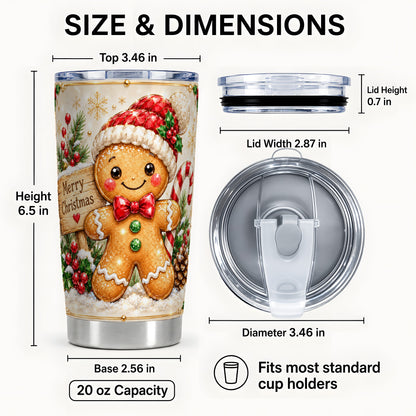 #pl[20oz|Steel] Gingerbread Tumbler 20oz, Christmas Tumbler, Stainless Steel Travel Cup
