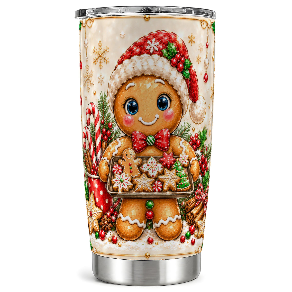 Gingerbread Baker Tumbler 20oz, Holiday Tumbler, Stainless Steel Travel Cup