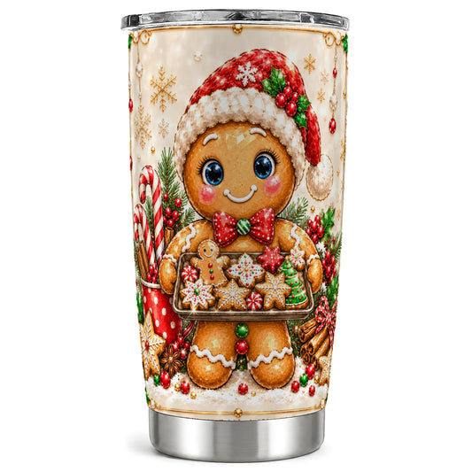 Gingerbread Baker Tumbler 20oz, Holiday Tumbler, Stainless Steel Travel Cup