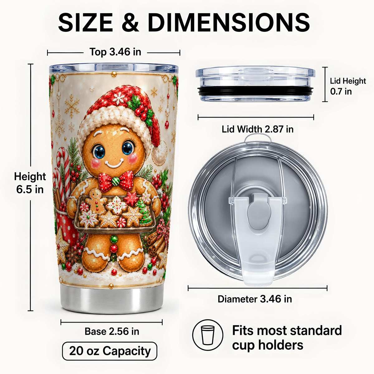 #pl[20oz|Steel] Gingerbread Baker Tumbler 20oz, Holiday Tumbler, Stainless Steel Travel Cup