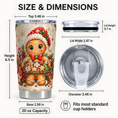 #pl[20oz|Steel] Gingerbread Baker Tumbler 20oz, Holiday Tumbler, Stainless Steel Travel Cup
