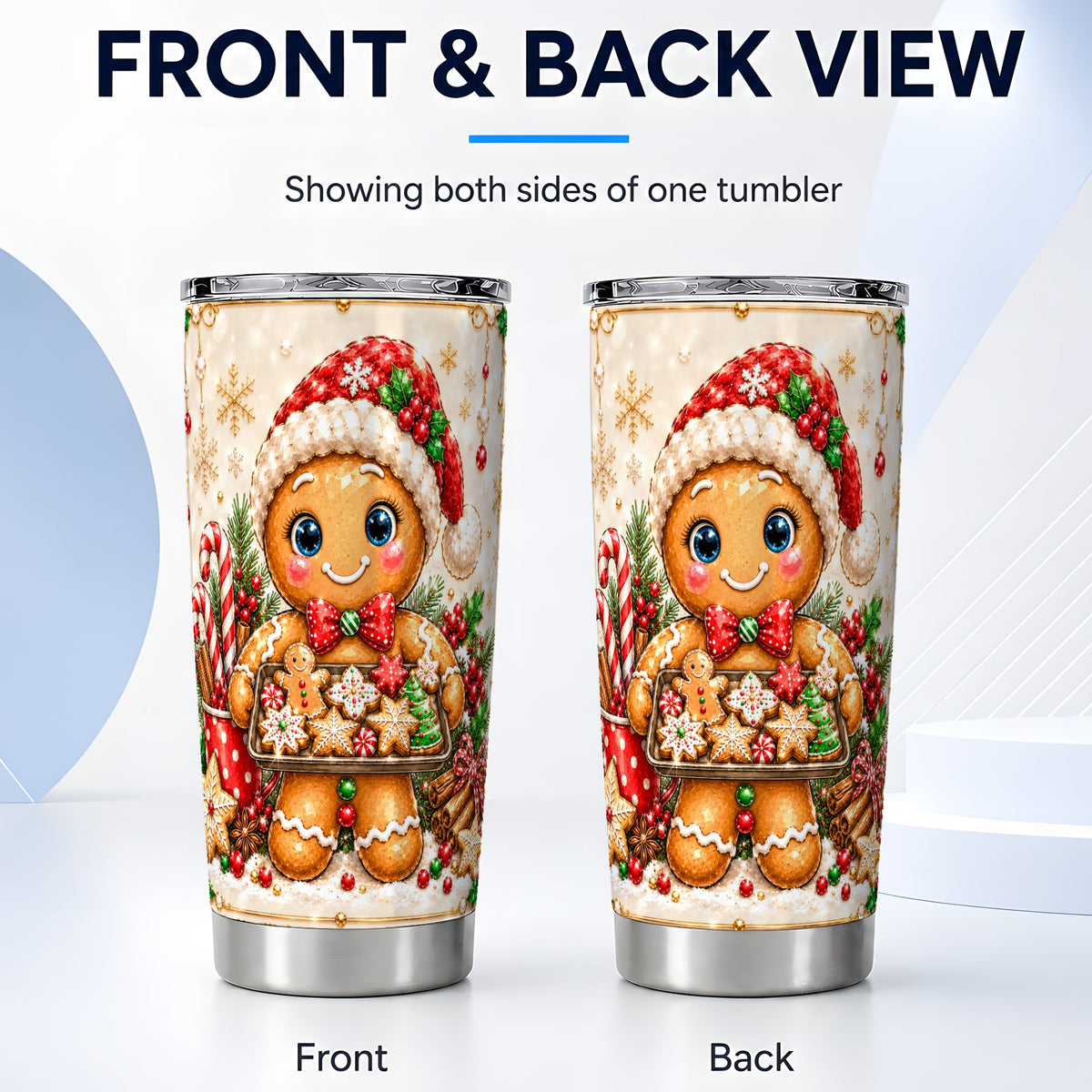 #pl[20oz|Steel] Gingerbread Baker Tumbler 20oz, Holiday Tumbler, Stainless Steel Travel Cup