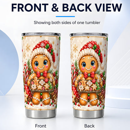 #pl[20oz|Steel] Gingerbread Baker Tumbler 20oz, Holiday Tumbler, Stainless Steel Travel Cup