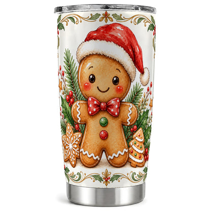 Gingerbread Tumbler 20oz, Watercolor Tumbler, Stainless Steel Travel Cup