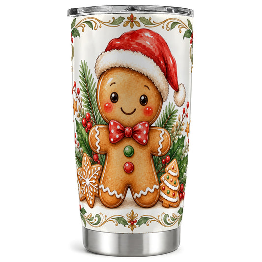 Gingerbread Tumbler 20oz, Watercolor Tumbler, Stainless Steel Travel Cup