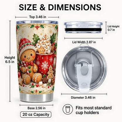 #pl[20oz|Steel] Gingerbread Cocoa Tumbler 20oz, Holiday Tumbler, Stainless Steel Travel Cup