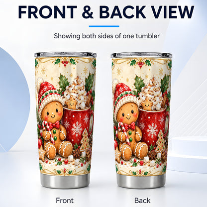 #pl[20oz|Steel] Gingerbread Cocoa Tumbler 20oz, Holiday Tumbler, Stainless Steel Travel Cup