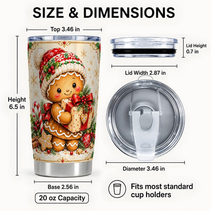 #pl[20oz|Steel] Christmas Tumbler 20oz, Gingerbread Tumbler, Stainless Steel Travel Cup