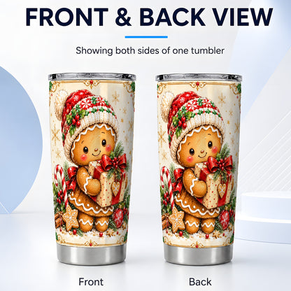 #pl[20oz|Steel] Christmas Tumbler 20oz, Gingerbread Tumbler, Stainless Steel Travel Cup