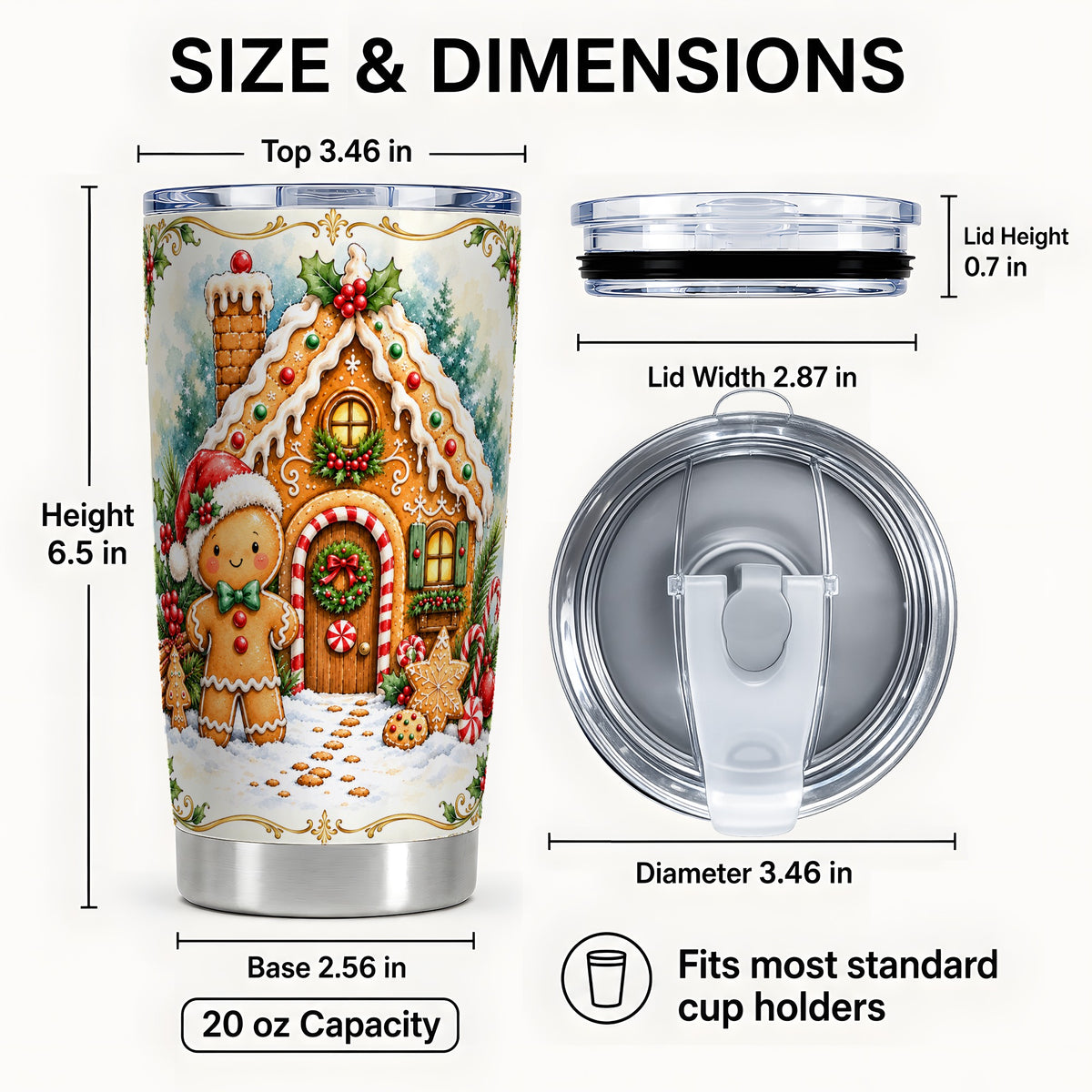 #pl[20oz|Steel] Cookie House Tumbler 20oz, Christmas Tumbler, Stainless Steel Travel Cup