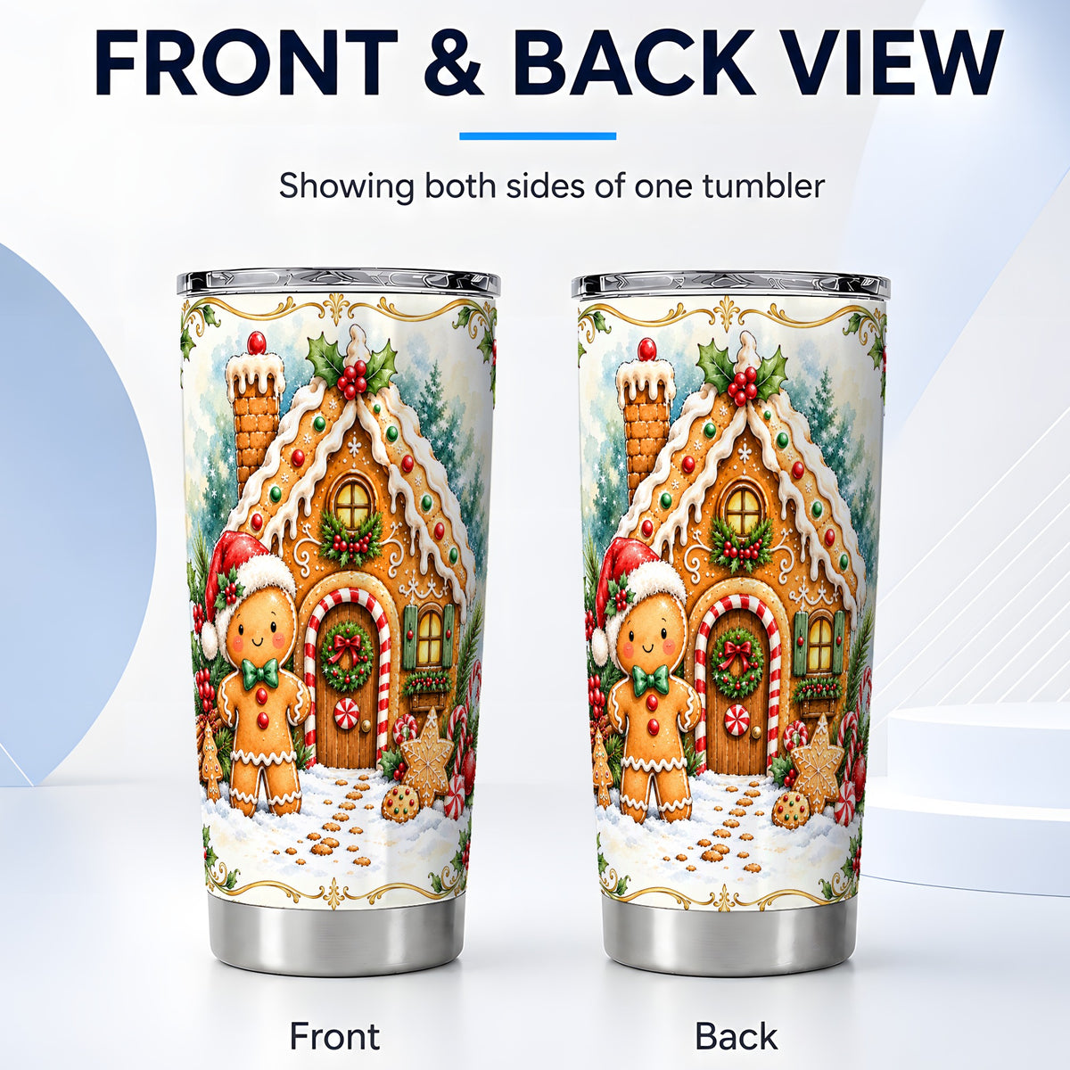 #pl[20oz|Steel] Cookie House Tumbler 20oz, Christmas Tumbler, Stainless Steel Travel Cup