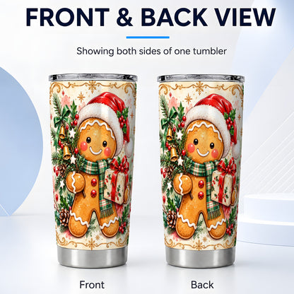 #pl[20oz|Steel] Tree Tumbler 20oz, Gingerbread Tumbler, Stainless Steel Travel Cup