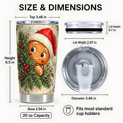 #pl[20oz|Steel] Gingerbread Tumbler 20oz, Holiday Tumbler, Stainless Steel Travel Cup