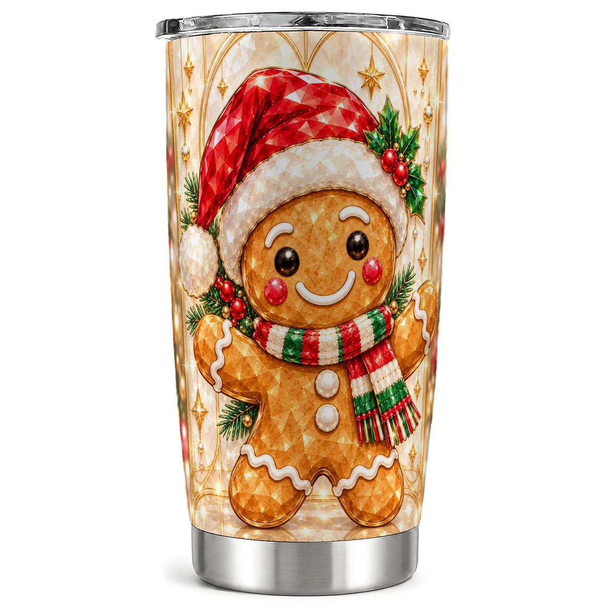 Gem Gingerbread Tumbler 20oz, Holiday Tumbler, Stainless Steel Travel Cup