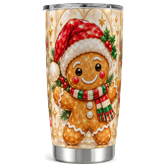Gem Gingerbread Tumbler 20oz, Holiday Tumbler, Stainless Steel Travel Cup