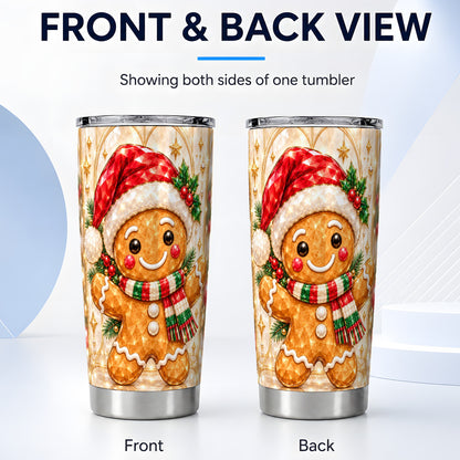 #pl[20oz|Steel] Gem Gingerbread Tumbler 20oz, Holiday Tumbler, Stainless Steel Travel Cup