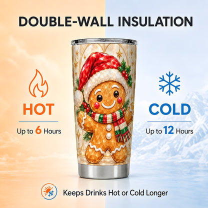 Gem Gingerbread Tumbler 20oz, Holiday Tumbler, Stainless Steel Travel Cup