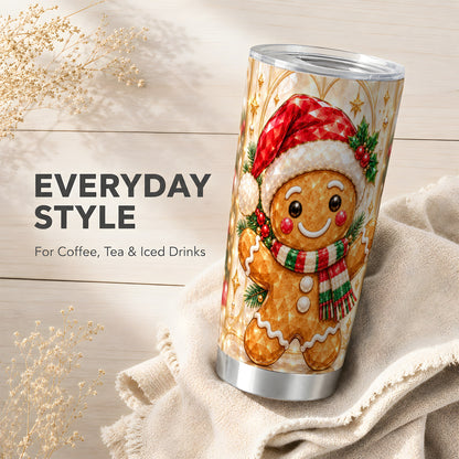Gem Gingerbread Tumbler 20oz, Holiday Tumbler, Stainless Steel Travel Cup