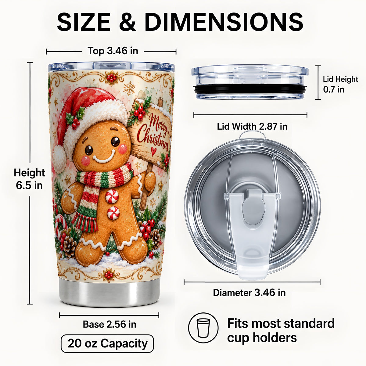#pl[20oz|Steel] Christmas Cookie Tumbler 20oz, Holiday Tumbler, Stainless Steel Travel Cup