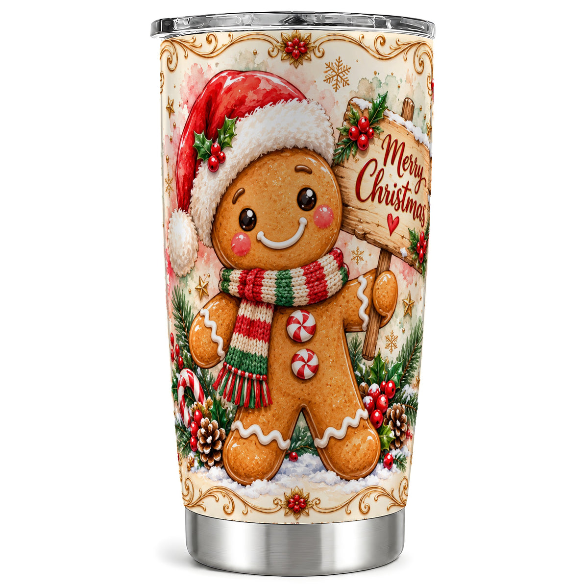 Christmas Cookie Tumbler 20oz, Holiday Tumbler, Stainless Steel Travel Cup