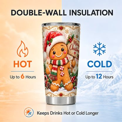 Christmas Cookie Tumbler 20oz, Holiday Tumbler, Stainless Steel Travel Cup