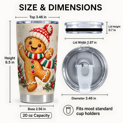 #pl[20oz|Steel] Gingerbread Holiday Tumbler 20oz, Winter Cookie Stainless Steel Travel Cup