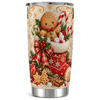Ornate Gingerbread Tumbler 20oz, Christmas Stainless Steel Travel Cup