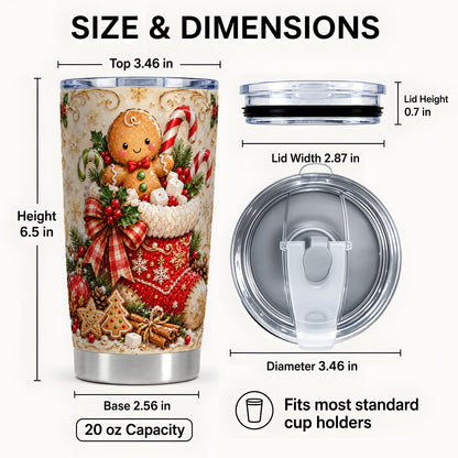 #pl[20oz|Steel] Ornate Gingerbread Tumbler 20oz, Christmas Stainless Steel Travel Cup