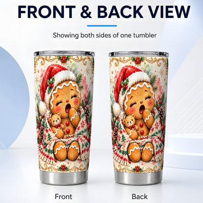 #pl[20oz|Steel] Cozy Gingerbread Tumbler 20oz, Winter Holiday Stainless Steel Travel Cup