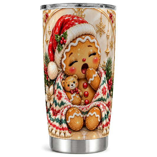 Cozy Gingerbread Tumbler 20oz, Christmas Stainless Steel Travel Cup