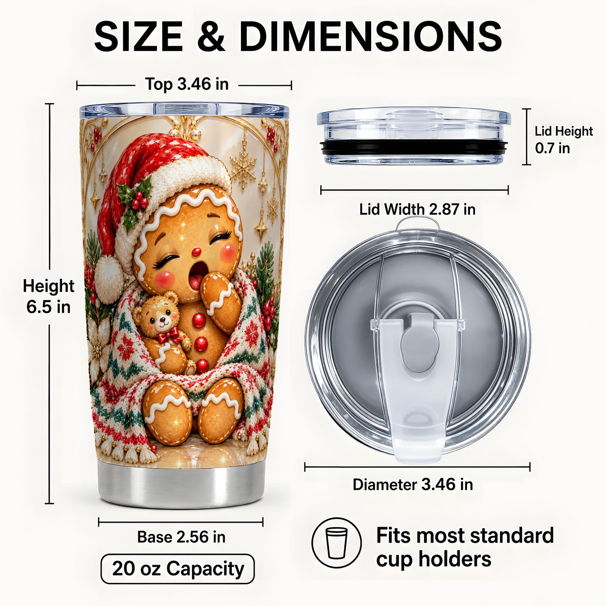 #pl[20oz|Steel] Cozy Gingerbread Tumbler 20oz, Christmas Stainless Steel Travel Cup