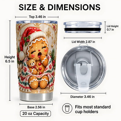#pl[20oz|Steel] Cozy Gingerbread Tumbler 20oz, Christmas Stainless Steel Travel Cup