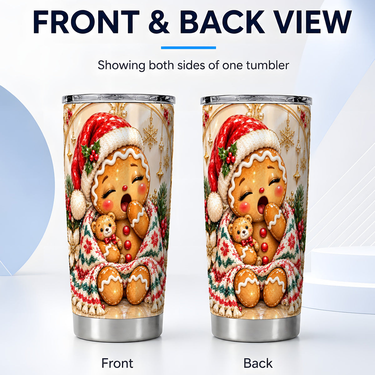#pl[20oz|Steel] Cozy Gingerbread Tumbler 20oz, Christmas Stainless Steel Travel Cup