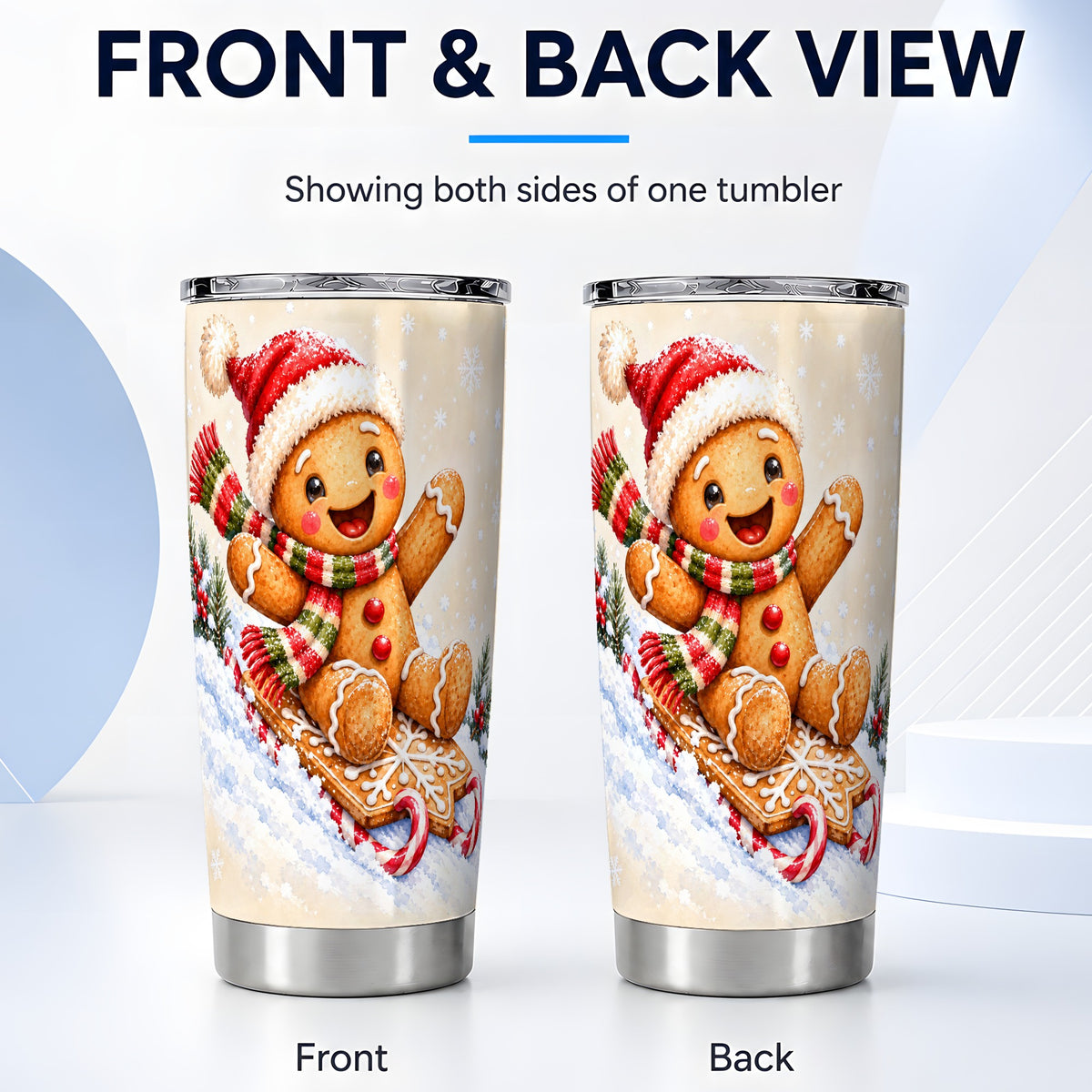 #pl[20oz|Steel] Gingerbread Sled Tumbler 20oz, Cookie Tumbler, Stainless Steel Travel Cup
