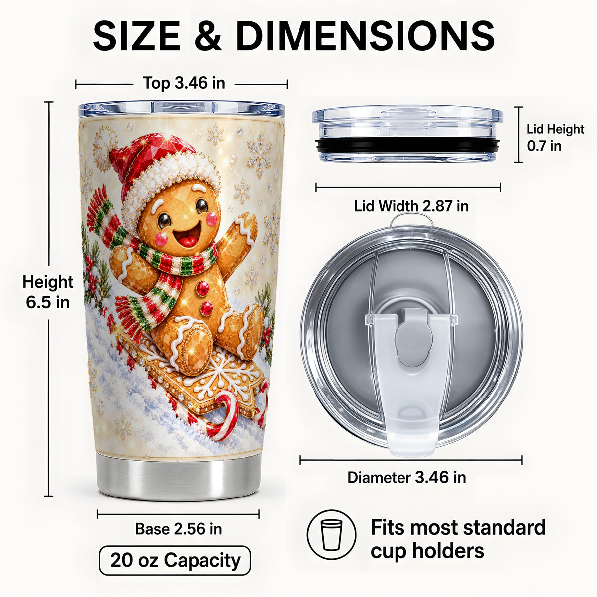 #pl[20oz|Steel] Jeweled Gingerbread Tumbler 20oz, Cookie Tumbler, Stainless Travel Cup