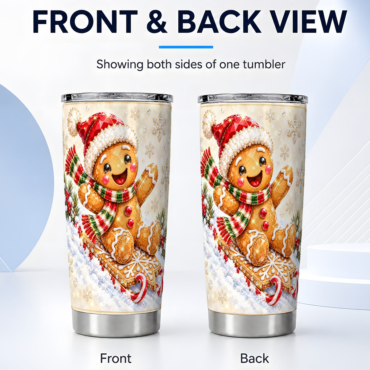 #pl[20oz|Steel] Jeweled Gingerbread Tumbler 20oz, Cookie Tumbler, Stainless Travel Cup