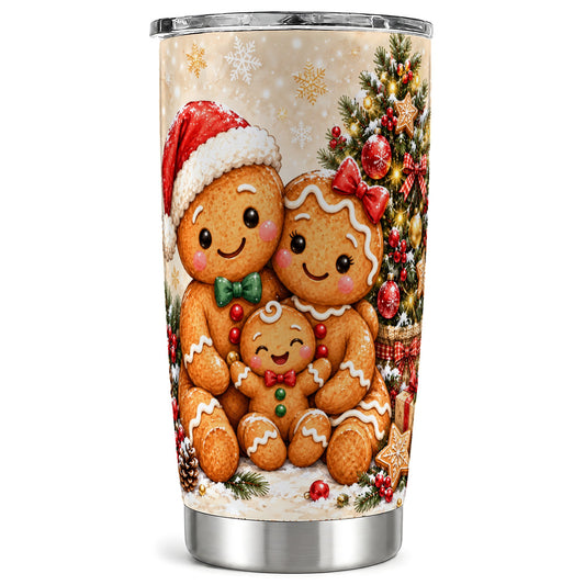 Gingerbread Family Tumbler 20oz, Cookie Tumbler, Stainless Steel Travel Cup