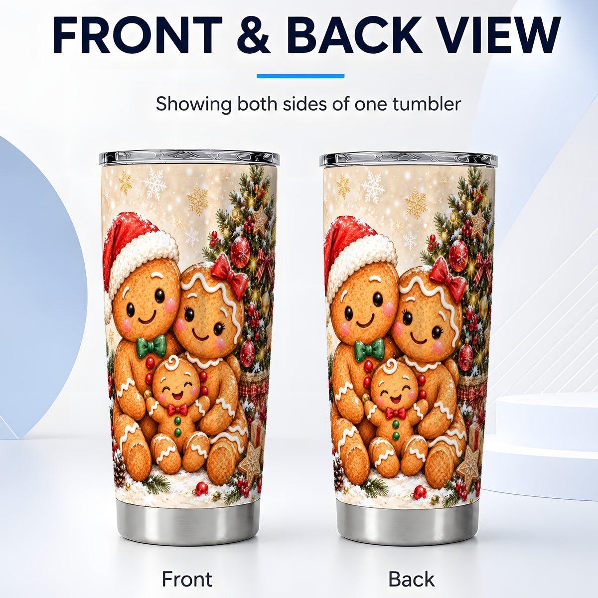 #pl[20oz|Steel] Gingerbread Family Tumbler 20oz, Cookie Tumbler, Stainless Steel Travel Cup