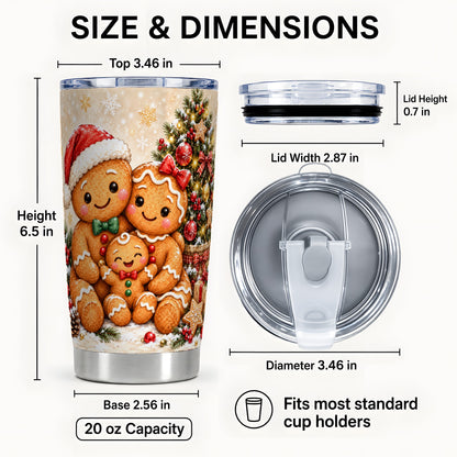 #pl[20oz|Steel] Gingerbread Family Tumbler 20oz, Cookie Tumbler, Stainless Steel Travel Cup