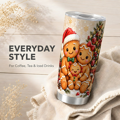 Gingerbread Family Tumbler 20oz, Cookie Tumbler, Stainless Steel Travel Cup