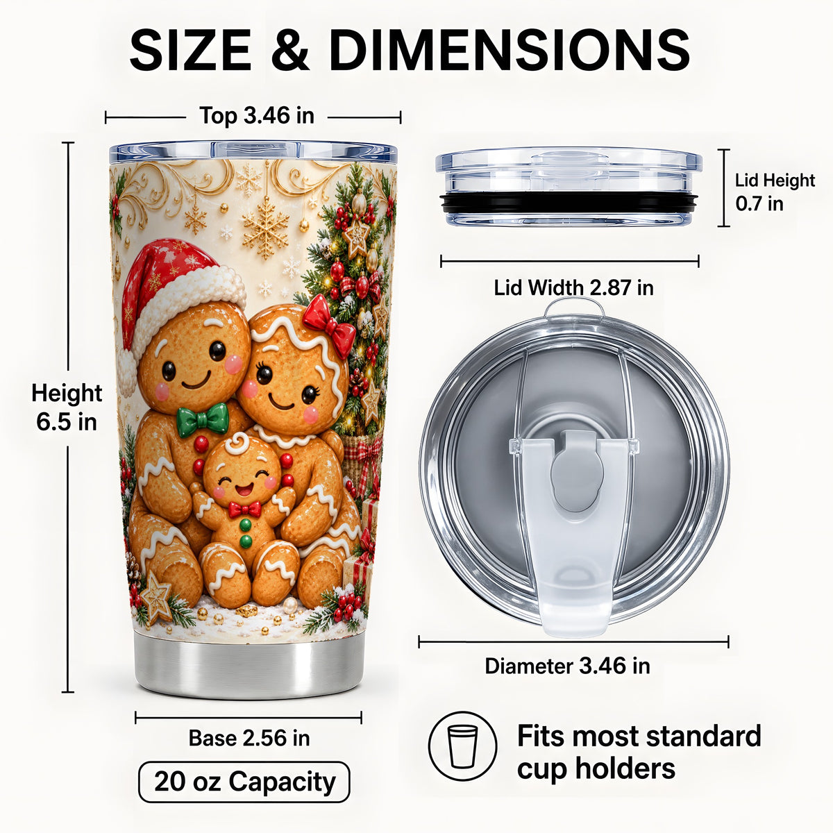 #pl[20oz|Steel] Ornate Gingerbread Tumbler 20oz, Family Tumbler, Stainless Steel Travel Cup