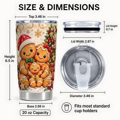 #pl[20oz|Steel] Ornate Gingerbread Tumbler 20oz, Family Tumbler, Stainless Steel Travel Cup