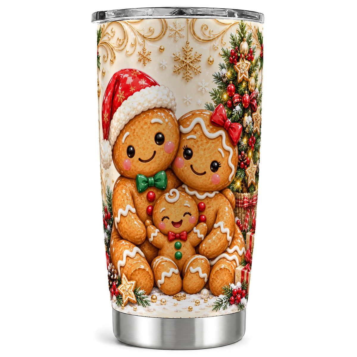 Ornate Gingerbread Tumbler 20oz, Family Tumbler, Stainless Steel Travel Cup