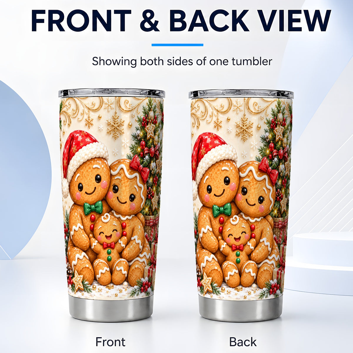 #pl[20oz|Steel] Ornate Gingerbread Tumbler 20oz, Family Tumbler, Stainless Steel Travel Cup