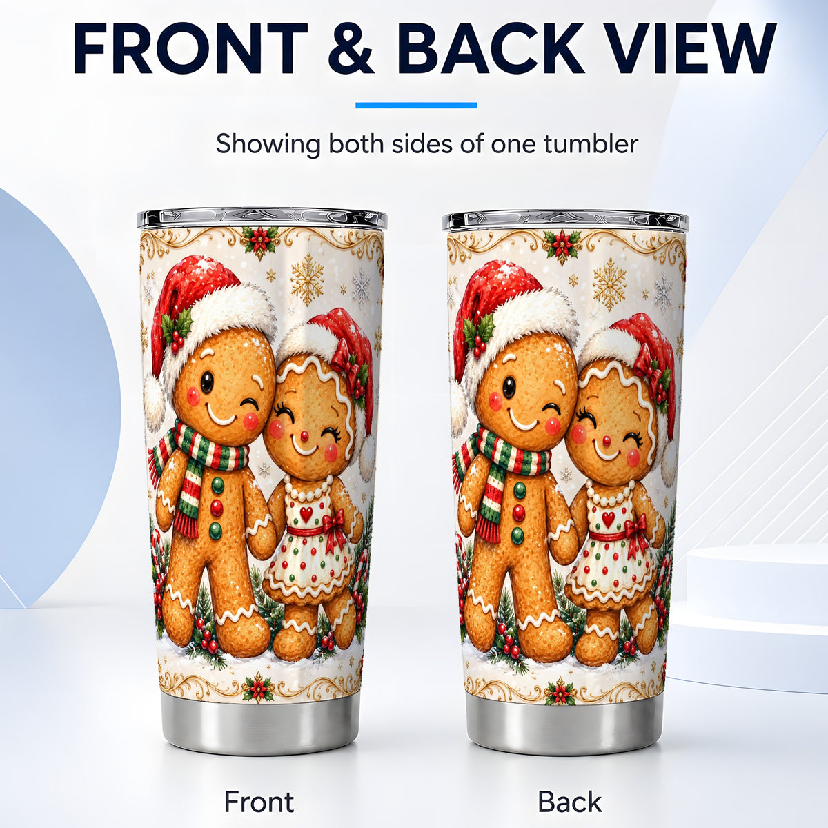 #pl[20oz|Steel] Gingerbread Couple Tumbler 20oz, Cookie Tumbler, Stainless Steel Travel Cup