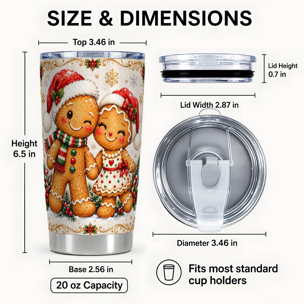 #pl[20oz|Steel] Gingerbread Couple Tumbler 20oz, Cookie Tumbler, Stainless Steel Travel Cup