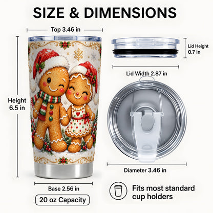 #pl[20oz|Steel] Gingerbread Couple Tumbler 20oz, Cookie Tumbler, Stainless Steel Travel Cup