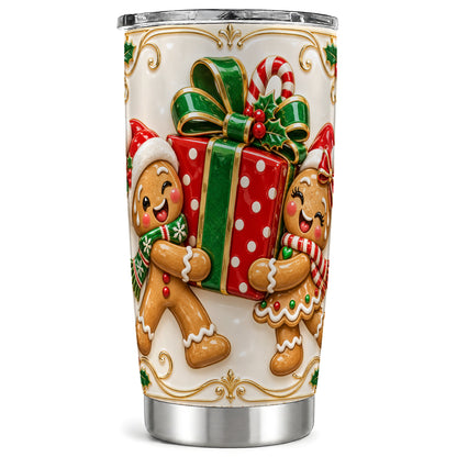 Cookie Present Tumbler 20oz, Holiday Tumbler, Stainless Steel Travel Cup